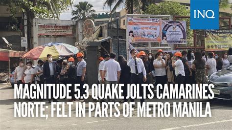 earthquake today pasay|Magnitude 5.3 quake jolts Camarines Norte; felt in parts of Metro.